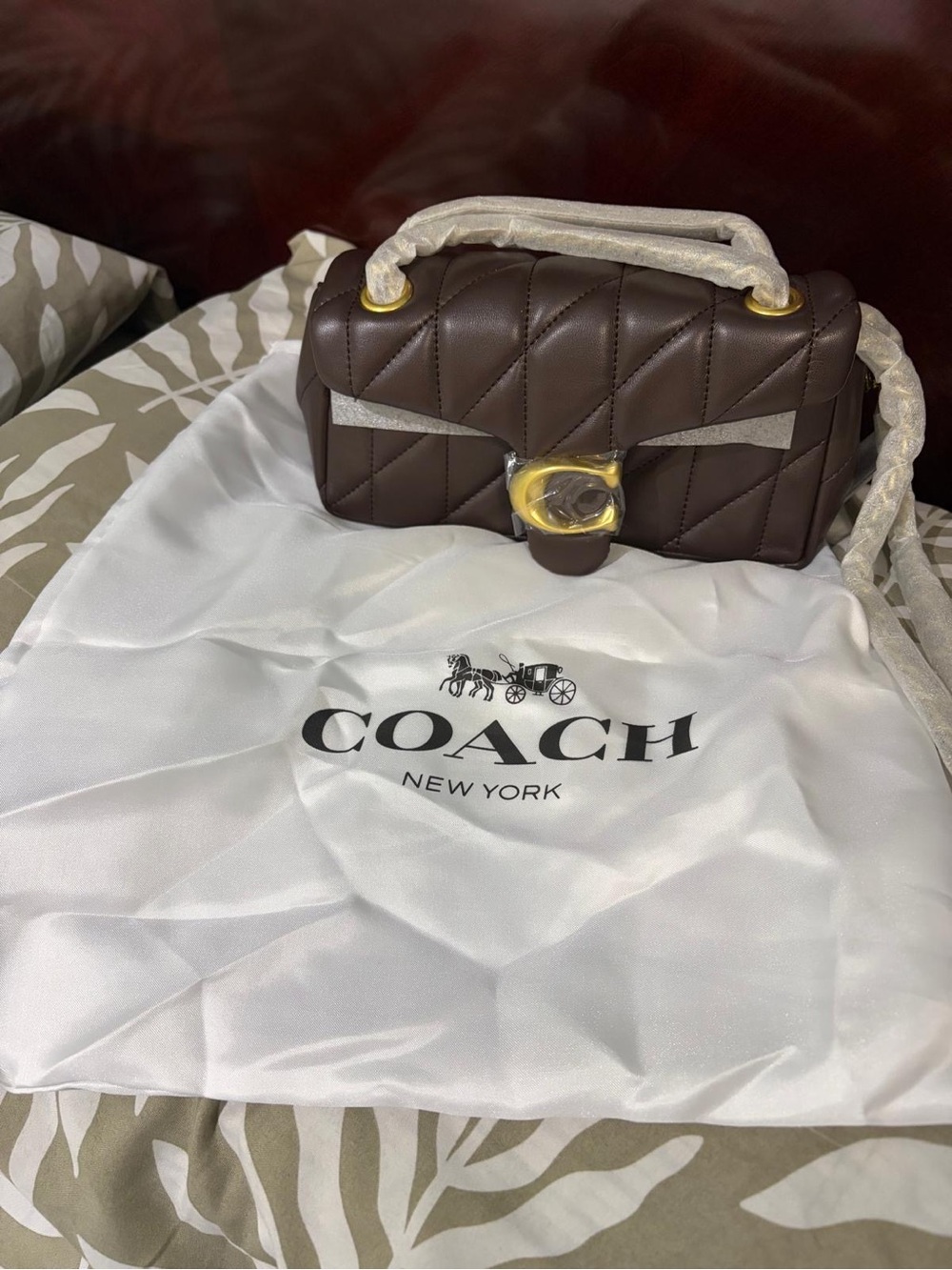 Coach Quilted Leather Shoulder Bag in Brown with Gold Hardware